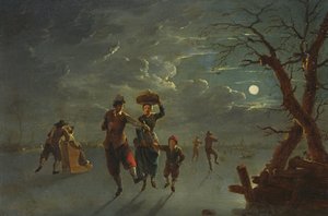 Łyżwiarstwo Moonlight (olej na miedzi)