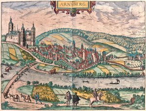 Arnsberg, Niemcy (Grawerowanie autorstwa Franz Hogenberg