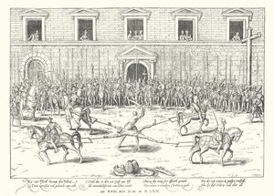Egzekucja Jeana de Poltrota za zabójstwo Franciszka, księcia Guise, Paryż, 1563 autorstwa Franz Hogenberg