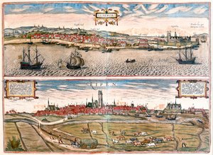 Helsingor i Ribe, Dania (Grawerowanie autorstwa Franz Hogenberg