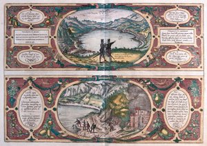 Jezioro Agnano i jaskinia psa, Włochy (grafika) autorstwa Franz Hogenberg