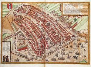 Mapa Amsterdamu (grawerowanie autorstwa Franz Hogenberg