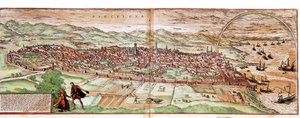 Mapa Barcelona - Hiszpania (grawerowanie autorstwa Franz Hogenberg