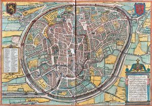 Mapa Bruxelles (Bruxella), Belgia (akwaforta autorstwa Franz Hogenberg
