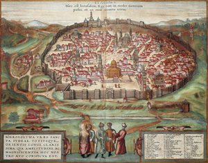 Mapa Jerozolimy (grawerowanie autorstwa Franz Hogenberg