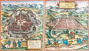Mapa Meksyku (Meksyk) i Cuzco (Cusco) (Peru) (akwaforta