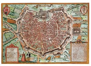 Mapa Mediolanu (grawerowanie autorstwa Franz Hogenberg
