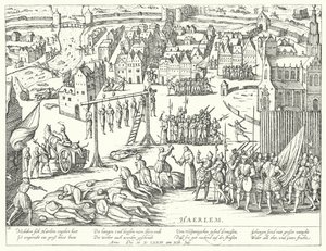 Masowe egzekucje przeprowadzone przez Hiszpanów w Haarlemie, Holandia, 1573