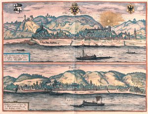 Oberwesel i Boppard, Niemcy (Grawerowanie autorstwa Franz Hogenberg