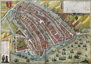 Plan Amsterdamu (Amstelredamum), Holandia autorstwa Franz Hogenberg