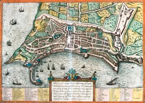 Plan Ankony (Ancona), Włochy (akwaforta autorstwa Franz Hogenberg