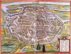 Plan Metz (Mets), Francja (akwaforta autorstwa Franz Hogenberg