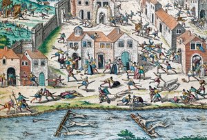 Scena iš Prancūzijos religijos karų, Franzo Hogenbergo (1535-1590) graviūra, Francepoli autorstwa Franz Hogenberg