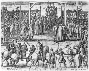 Sceny powieszenia we Flandrii, 1570 autorstwa Franz Hogenberg
