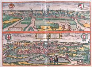 Soest i Warburg, Niemcy (Grawerowanie autorstwa Franz Hogenberg