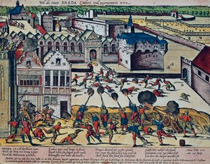 Furia Haultepenne w 1581 roku (kolorowy grawerunek) autorstwa Franz Hogenberg