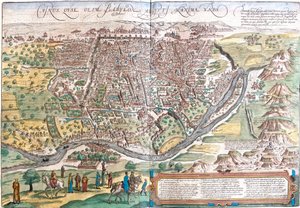 Widok na Kair (Kair) Egipt (akwaforta) autorstwa Franz Hogenberg