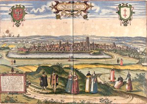 Widok Dantzig (Gedanum) (dzisiejszy Gdańsk), Polska (akwaforta) autorstwa Franz Hogenberg