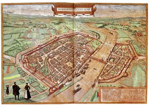 Widok na Frankfurt nad Menem, Niemcy (rycina autorstwa Franz Hogenberg