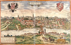 Widok na Gorlice (Gorlitium), Niemcy (akwaforta) autorstwa Franz Hogenberg