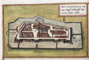 Widok miasta Wittenberga w Niemczech, detal autorstwa Franz Hogenberg