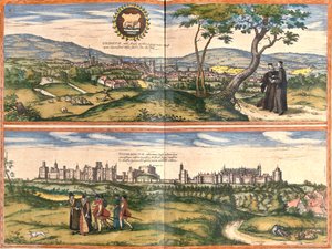 Widoki na Oxford (Oxonium) i Windsor (Vindesorium), Anglia (akwaforta) autorstwa Franz Hogenberg