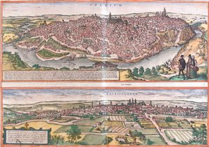 Widoki Toledo i Valladolid (Vallisoletum), Hiszpania (akwaforta autorstwa Franz Hogenberg