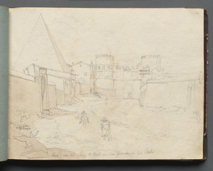 Album z Widokami Rzymu i okolic, Studia krajobrazowe, s. 06a: Rome von der Porta.... autorstwa Franz Johann Heinrich Nadorp
