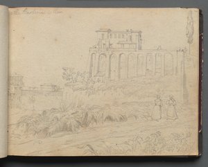 Album z Widokami Rzymu i okolic, Studia krajobrazowe, s. 07a: Villla Barberini w Rzymie.