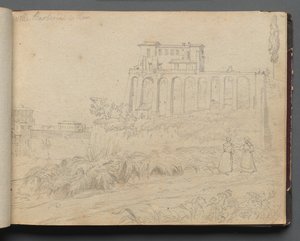 Album z Widokami Rzymu i okolic, Studia krajobrazowe, strona 07a: "Villla Barberini w Rzymie" autorstwa Franz Johann Heinrich Nadorp