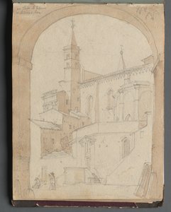 Album z Widokami Rzymu i okolic, Studia krajobrazowe, s. 18a: Św. Jan na Lateranie, Rzym. autorstwa Franz Johann Heinrich Nadorp