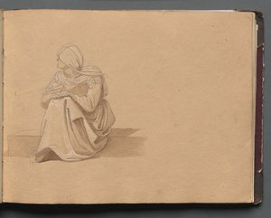 Album z Widokami Rzymu i okolic, Studia krajobrazowe, s. 19a: Siedząca postać kobieca.