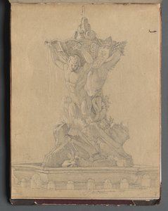 Album z Widokami Rzymu i okolic, Studia krajobrazowe, s. 21a: Fontanna rzymska. autorstwa Franz Johann Heinrich Nadorp