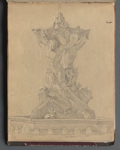 Album z Widokami Rzymu i okolic, Studia krajobrazowe, s. 21a: Fontanna rzymska autorstwa Franz Johann Heinrich Nadorp