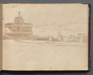 Album z Widokami Rzymu i okolic, Studia krajobrazowe, strona 23a: Zamek św. Anioła, Rzym autorstwa Franz Johann Heinrich Nadorp