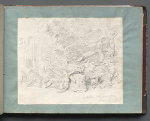 Album z Widokami Rzymu i okolic, Studia krajobrazowe, str. 24a: "W willi Walkonsky" autorstwa Franz Johann Heinrich Nadorp