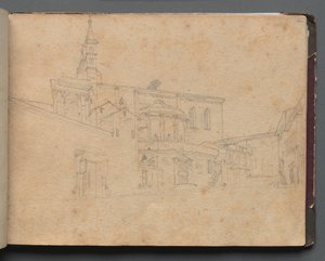 Album z Widokami Rzymu i okolic, Studia krajobrazowe, s. 26a: Rzymski widok architektoniczny. autorstwa Franz Johann Heinrich Nadorp