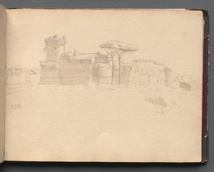 Album z Widokami Rzymu i okolic, Studia krajobrazowe, s. 28a: Ostia . autorstwa Franz Johann Heinrich Nadorp