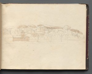 Album z Widokami Rzymu i okolic, Studia krajobrazowe, strona 30a: Rzymski widok panoramiczny autorstwa Franz Johann Heinrich Nadorp