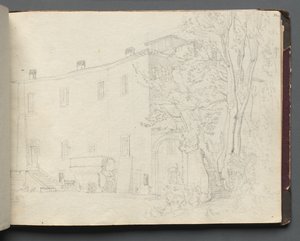 Album z Widokami Rzymu i okolic, Studia krajobrazowe, str. 31a: Rzymskie studium architektoniczne. autorstwa Franz Johann Heinrich Nadorp