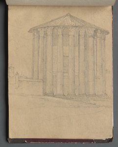 Album z Widokami Rzymu i okolic, Studia krajobrazowe, strona 32a: Świątynia rzymska. autorstwa Franz Johann Heinrich Nadorp