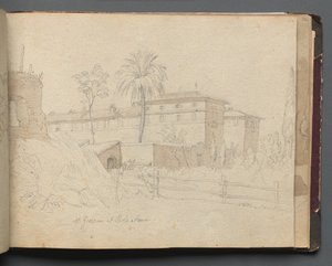 Album z Widokami Rzymu i okolic, Studia krajobrazowe, str. 38a: :St. Giovanni i Paolo.... autorstwa Franz Johann Heinrich Nadorp