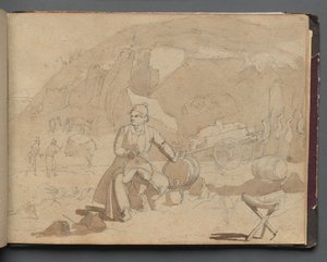 Album z Widokami Rzymu i okolic, Studia krajobrazowe, strona 39a: Postać w krajobrazie autorstwa Franz Johann Heinrich Nadorp