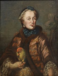 Kurfürstin Maria Anna von Bayern mit Papagei Portret Marii Anny Zofii Saksońskiej (1728-1797), elektorowej Bawarii z ptakiem autorstwa Franz Joseph Winder