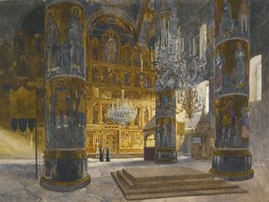 Wnętrze katedry Zaśnięcia Najświętszej Marii Panny na Kremlu, 1898 r.