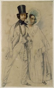 Małżonkowie Paul i Amalie Taglioni (Studium do obrazu „Parada pierwszego pułku gwardii pieszej”, 1839) autorstwa Franz Krüger
