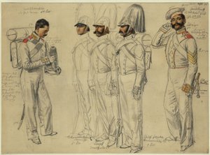 Jacob Kotscheroffskoy, Tschumarinoff Semianoffs, Lumpoff Ismailoff, Sokoloff, feldfebel Gewdokimoff autorstwa Franz Krüger