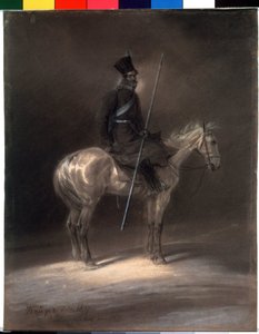 Kozak na koniu. Kozak na koniu. Rysunek Franza Krugera (1797-1857) autorstwa Franz Krüger