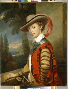 Portret księcia Mikołaja Saltykowa w przebraniu. (Portret księcia Nikołaja Saltykowa w przebraniu). Obraz Franza Krugera (1797-1857), olej na płótnie