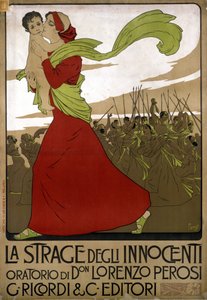 Plakat do oratorium „Masakra niewinnych” włoskiego kompozytora Don Lorenzo Perosiego (1872 - 1956). Rysunek F. Laskoff